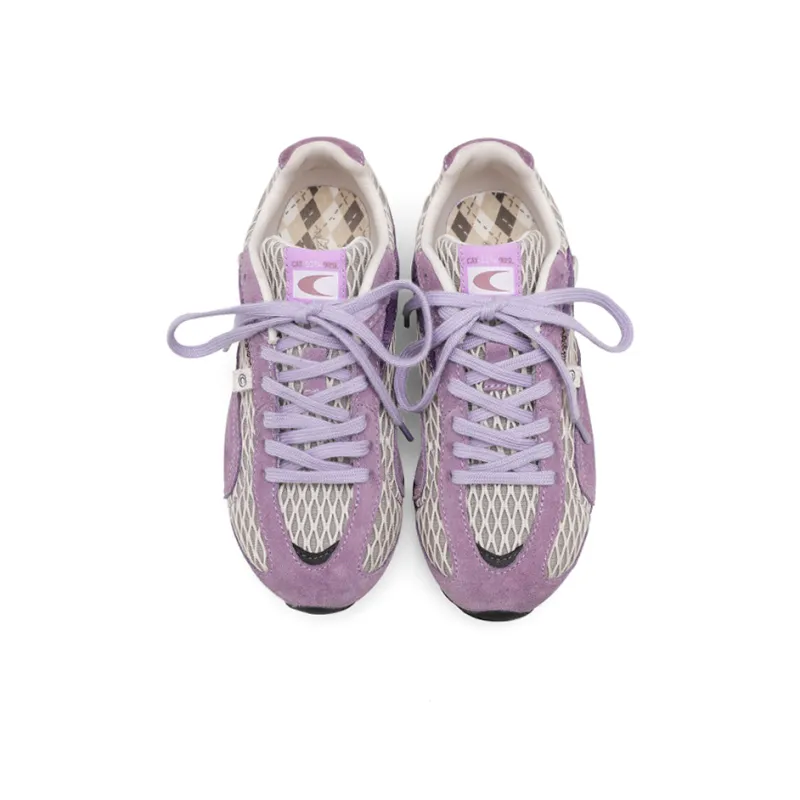 Cat&Sofa Anti Slip Wear Resistant Low Top Casual Shoes Unisex Purple Plaid-3