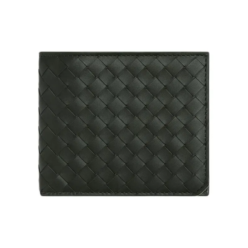 Bottega Veneta Intrecciato Cow Leather Wallet Trumpets Men's Dark Green-0