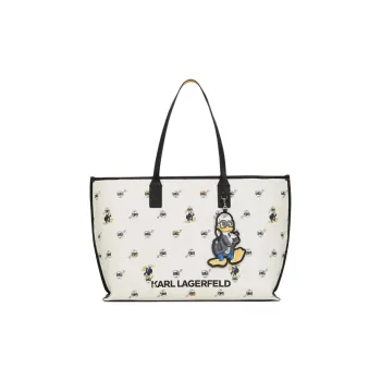 KARL LAGERFELD Disney, Collaboration PU Tote Bag, Shopping Bag, Shoulder Bag Women's White