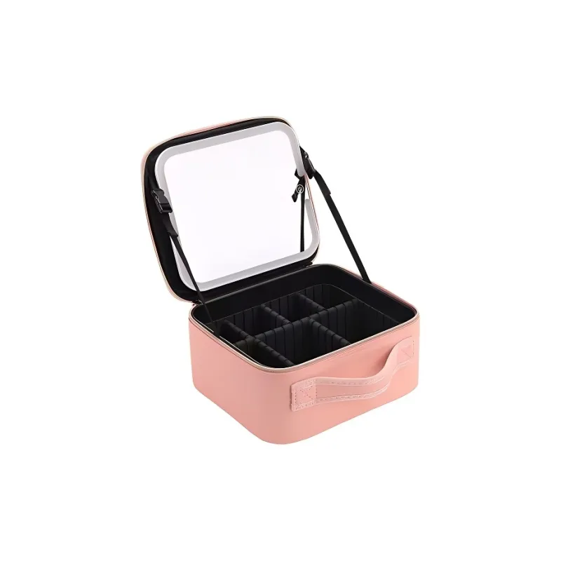 Future Maple Mirror With Detachable Divider And LED Strip Lights Makeup Bags Storage-5