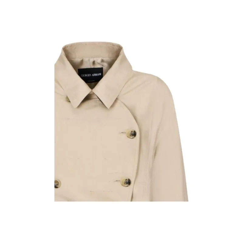 GIORGIO ARMANI Short Double breasted Jacket In Washed Shantung Silk-1