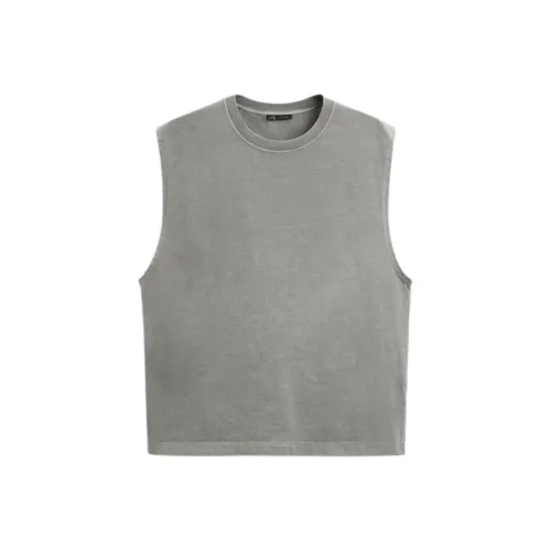 ZARA Tank Tops Men Deep Anthracite