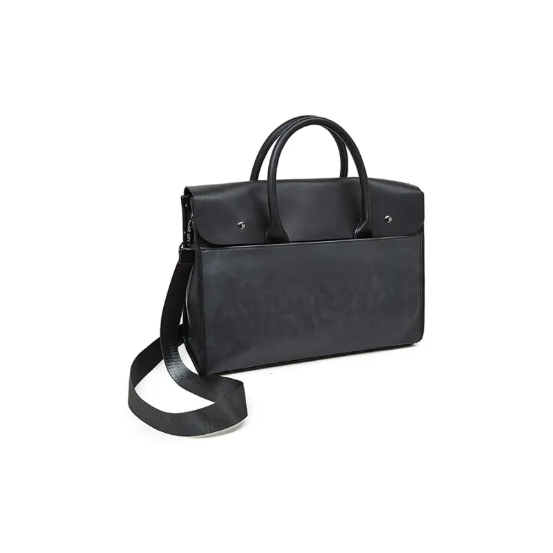 Old Man's Head Synthetic Leather One Shoulder Crossbody Briefcase Men's Black/Gray-8