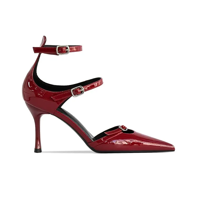 GOSO Slim Heel High Heels Women's Burgundy-2