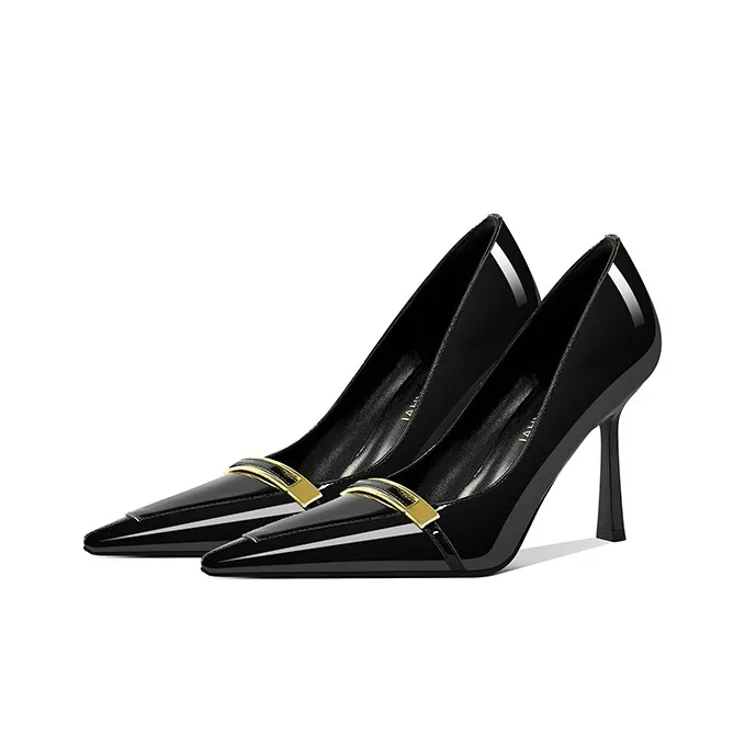 GOSO Slim Heel High Heels Women's Black-2