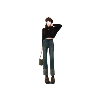 MPOX Jeans Women's Vintage Blue Ankle Length Pants