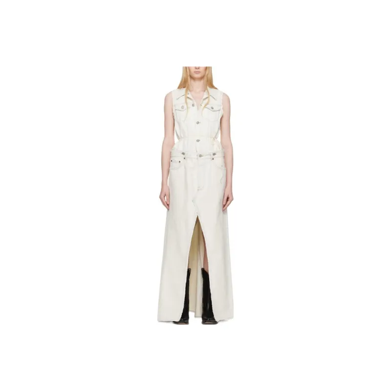MM6 Maison Margiela Sleeveless Dress Women's Gray White-0
