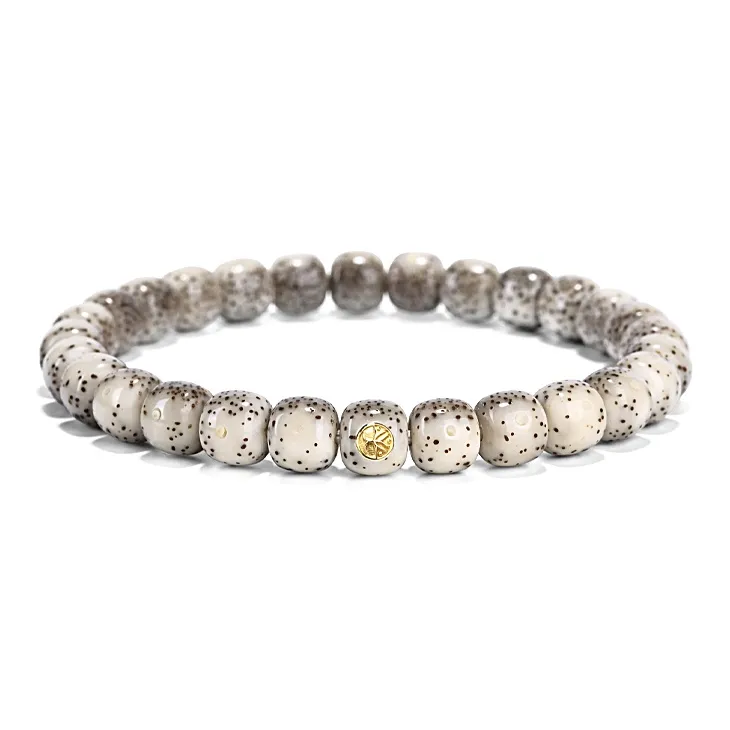 Yulan Wenwan Star Moon Bodhi Seeds Eco 8*7 Old Style Fine Star With White Space Bracelet Unisex-1