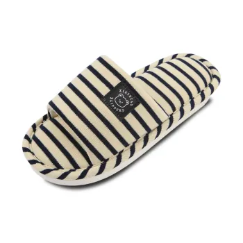 Thin Strips Home Slippers Unisex, Navy Blue