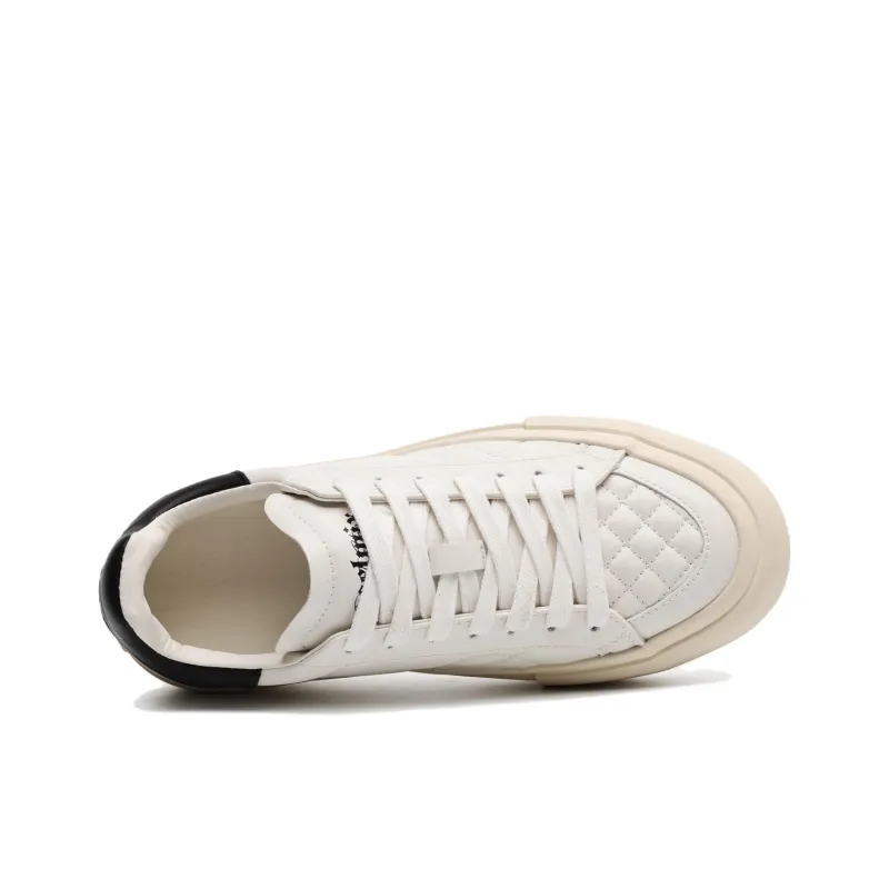 Mo Xu Niche Design Diamond Grid Slip Resistant Low Top Skateboard Shoes Men's White-2