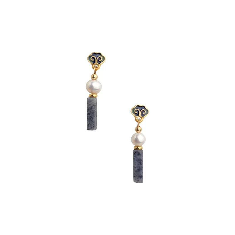 VERENA REINE Natural Blue Chalcedony Earrings Women's-0
