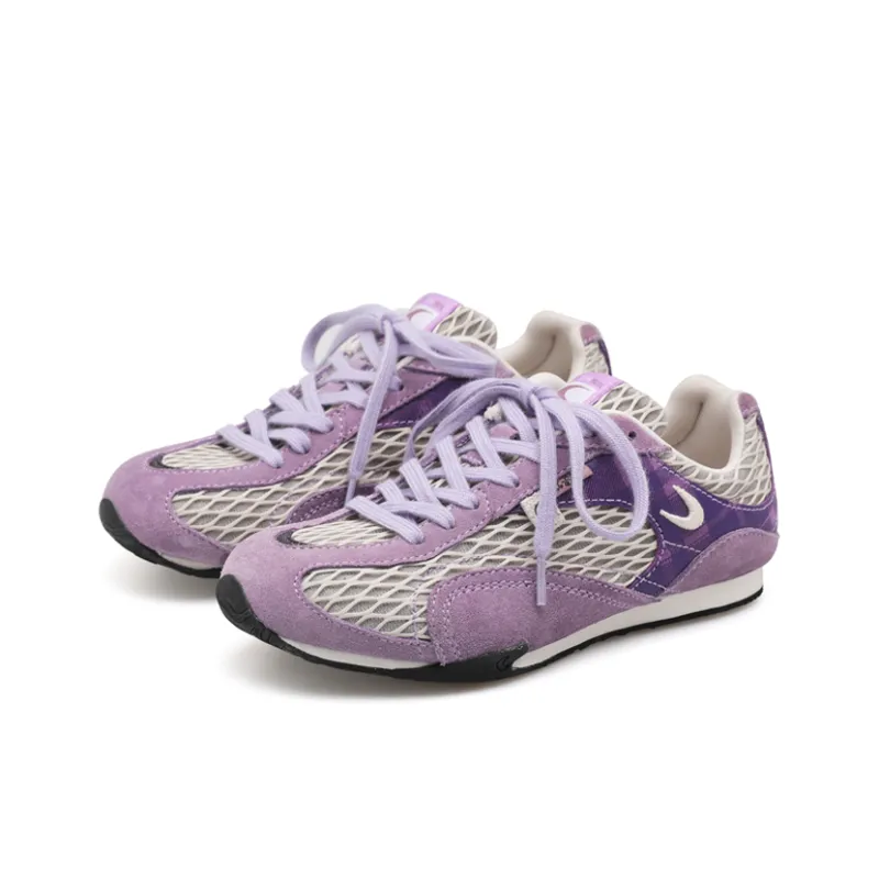 Cat&Sofa Anti Slip Wear Resistant Low Top Casual Shoes Unisex Purple Plaid-1