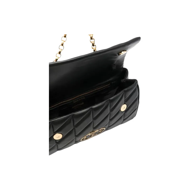 MOSCHINO Calfskin Handbag, Shoulder Bag Women's Black-3