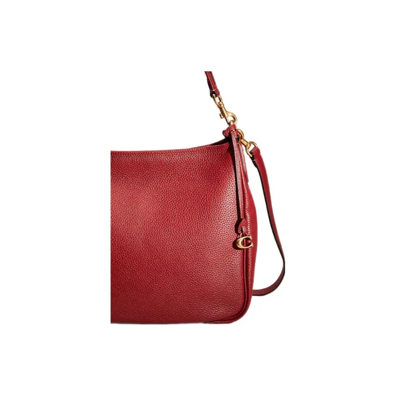 COACH Cary Pebbled Leather Shoulder Bag, Crossbody Bag Tubas Women's Cherry-2