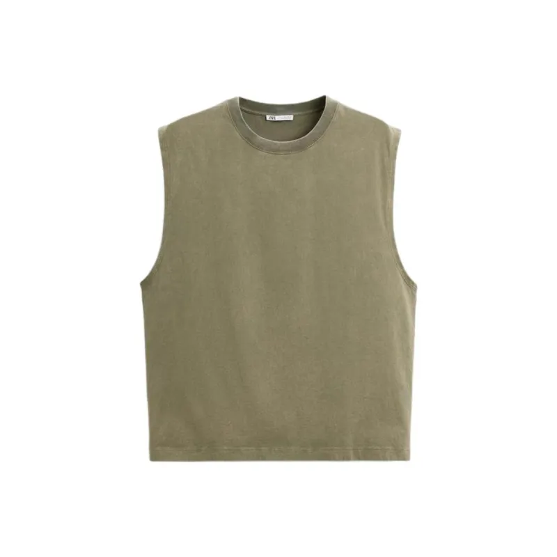 ZARA Tank Tops Men Khaki-0