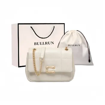 Bullrun Cow Leather Shoulder Bag Women's Milkshake White