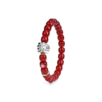 Yulan Wenwan Star Moon Bodhi Seeds 9*8 Cinnabar Craft Beaded Bracelet Unisex