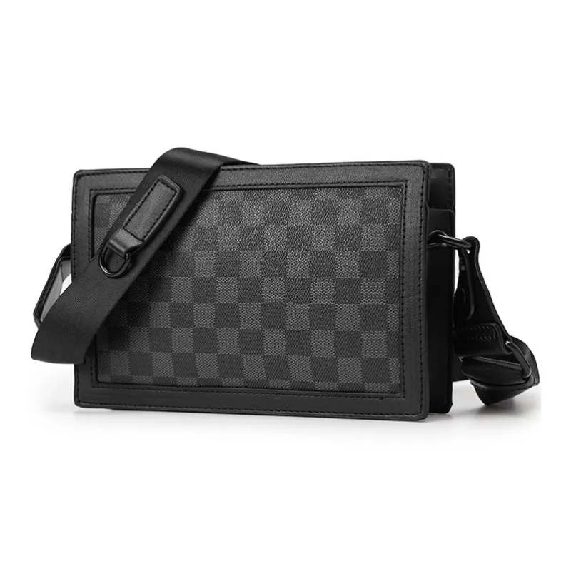 Old Man's Head Synthetic Leather Shoulder Bag Regular Men's Black-5