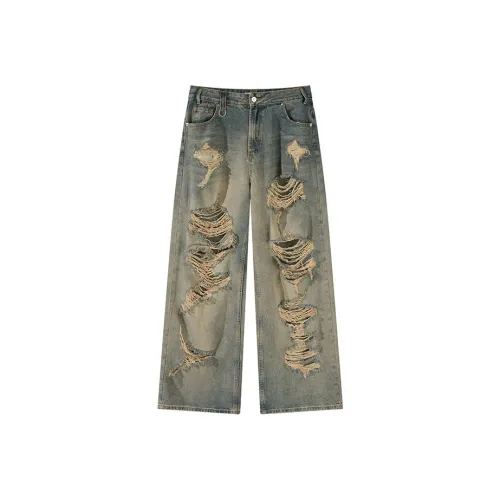 HKRXEC Jeans Men Yellow Mud