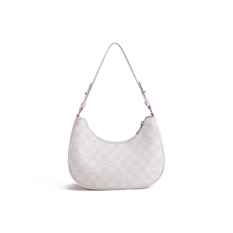 SHORT HAIR GIRL PU Shoulder Bag Crescent Bag Women's Pink-1