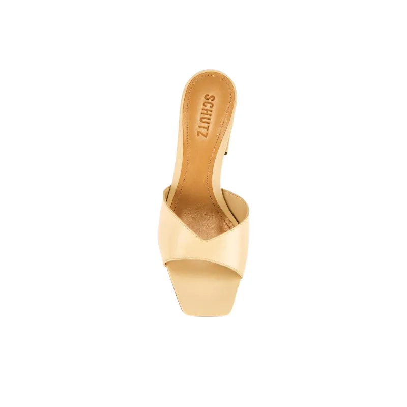 Schutz Slip Resistant Slide Slippers 5cm Women's Beige Yellow-4