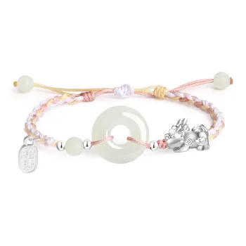 Lao Feng Xiang Hetian Jade Bracelets White Jade/Pale Greenish White Jade Unisex