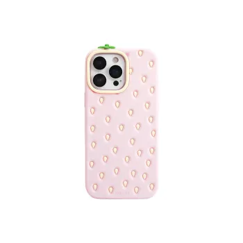 Sopi Silicone Material Pink Yellow Seed Strawberry Phone Cases Compatible With IPhone 16/15 Pro Max/Apple 13/14 Pro/Max