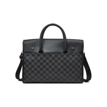 Old Man's Head Synthetic Leather One Shoulder Crossbody Briefcase Men's Black/Gray
