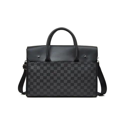 Old Man's Head Synthetic Leather One Shoulder Crossbody Briefcase Men's Black/Gray
