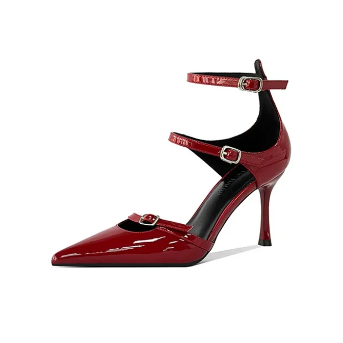 GOSO Slim Heel High Heels Women's Burgundy-1