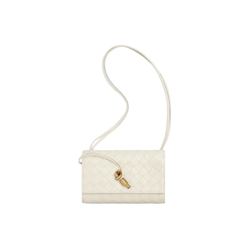 Bottega Veneta Andiamo Series Lambskin Shoulder Bag Women's Sea Salt Color-0