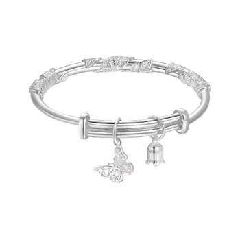 Royal Dragon Mirror 999 Fine Silver Sterling Silver Bracelets Women's