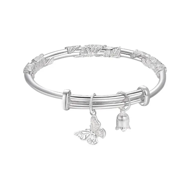 Royal Dragon Mirror 999 Fine Silver Sterling Silver Bracelets Women's-0