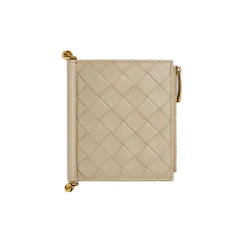 Bottega Veneta IntrecciatoSolstice Calfskin Wallet Trumpets Women's Ecru