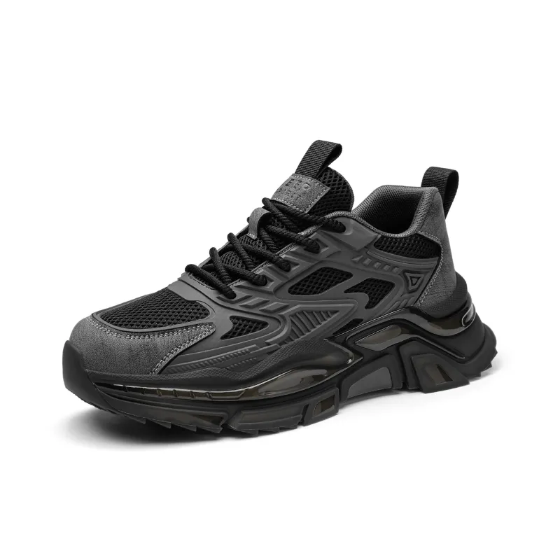 JEEP SPIRIT Black Myth Slip Resistant, Abrasion Resistant, Breathable, Height Increasing Low Top Chunky Sneakers Men's-7