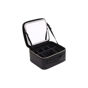 Future Maple Mirror With Detachable Divider And LED Strip Lights Makeup Bags Storage