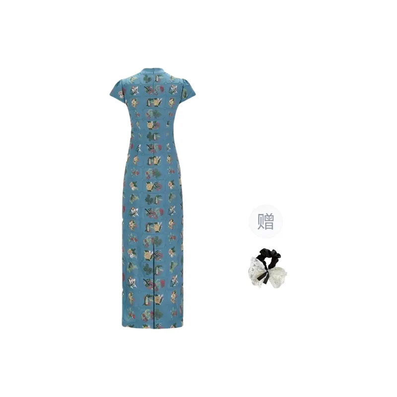 / Short Sleeved Dresses Women's Navy Blue+Hair Tie Included-1