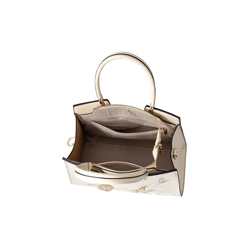 Vigno Synthetic Leather Handbag, One Shoulder, Crossbody Bag Regular Women's Ecru-6