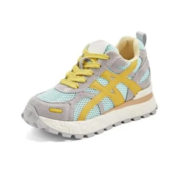 QING MISS Wear resistant And Lightweight Low Top Casual Shoes Women's Gray Blue