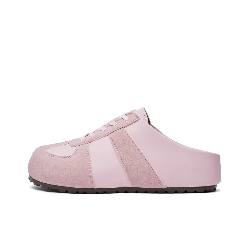 GDXF Rubber Sole Stitching Leather Patchwork Quiet Abrasion Resistant Slip Resistant Closed Toe Slippers Women's-0