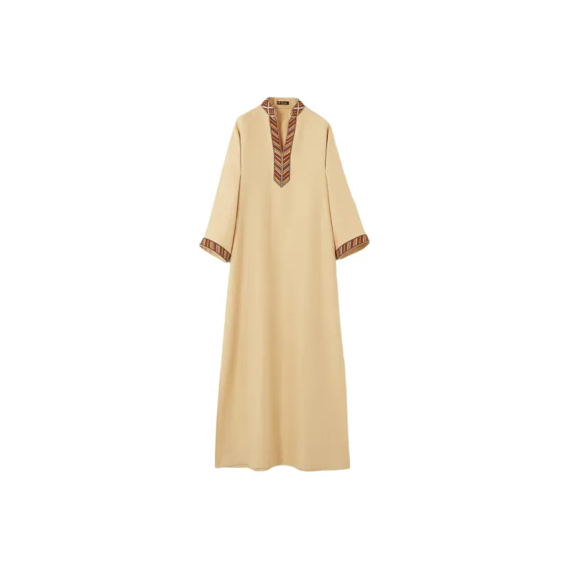 Loro Piana Long Sleeved Dress Women's Gold Beach-0