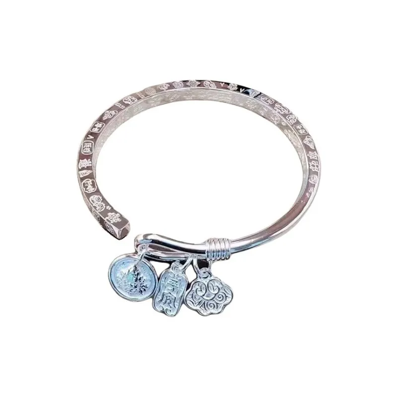 Royal Dragon Mirror 999 Fine Silver Sterling Silver Bracelets Women's-4