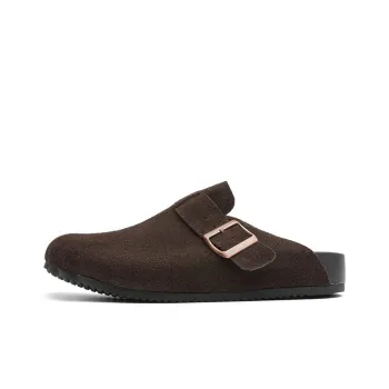 WEISHIBANGWEI Rubber Sole Slip Resistant Closed Toe Slippers Men's Dark Coffee