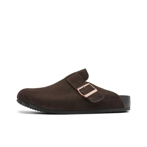WEISHIBANGWEI Rubber Sole Slip Resistant Closed Toe Slippers Men's Dark Coffee
