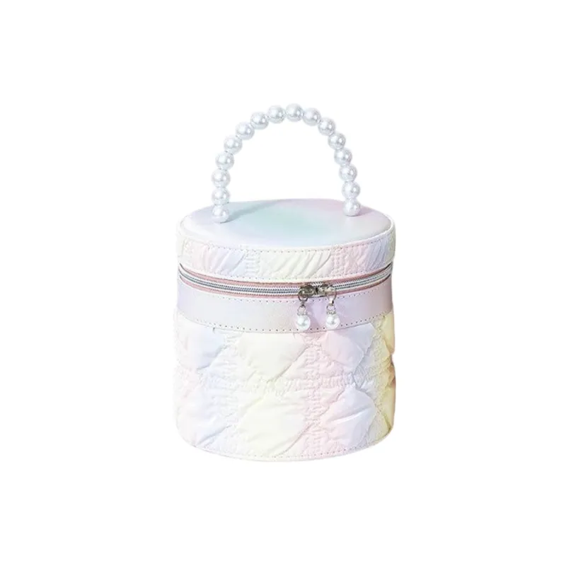 Future Maple Handbag Bucket Bag Large Capacity Rainbow Diamond Pattern Makeup Case Storage Box-5