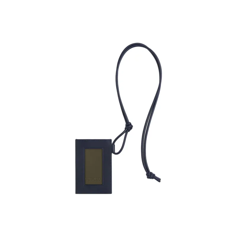 Bottega Veneta Intrecciato Calfskin Badge Card Holder Men's Dark Blue & Cypress-1
