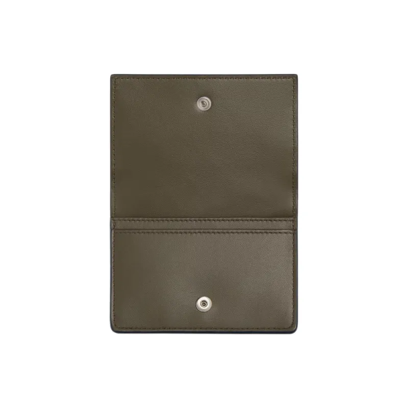 Bottega Veneta Intrecciato Calfskin Card Holder Regular Men's Abyss & Cypress Wood Color-2