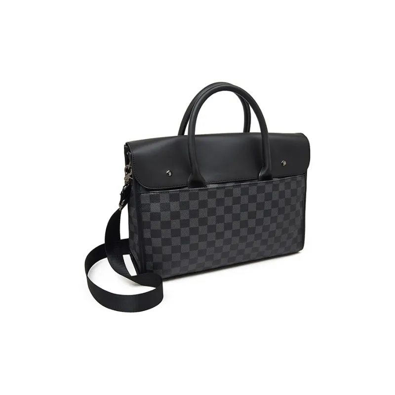 Old Man's Head Synthetic Leather One Shoulder Crossbody Briefcase Men's Black/Gray-1