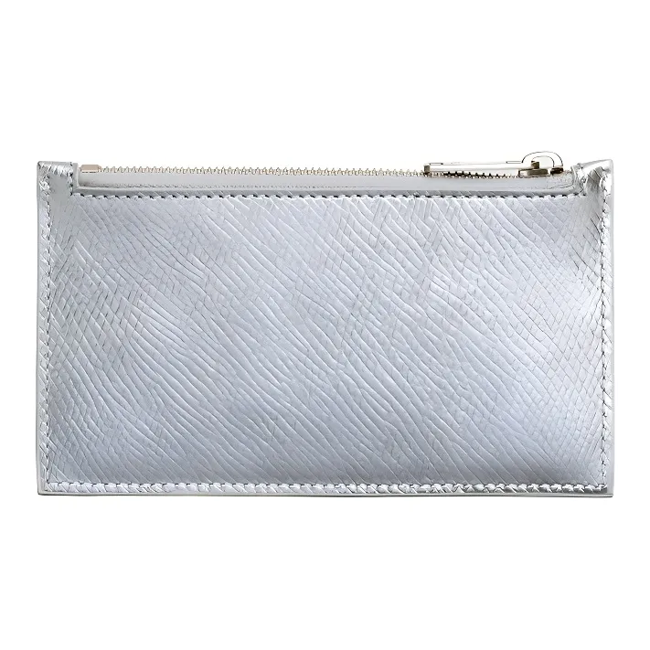 CELINE Cow Leather Card Holder Men's Silver-2