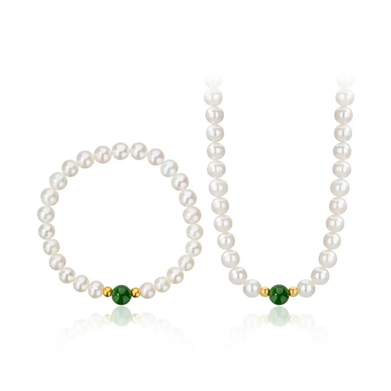 QLADY Pearl Gold Necklace Women's-5